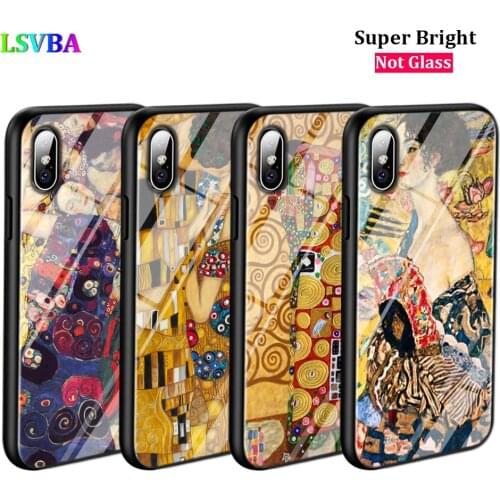 Black Cover Gustav Klimt Fashion for iPhone 11 11Pro X XR XS Max for iPhone 8 7 6 6S Plus 5S 5 SE Glossy Phone Case