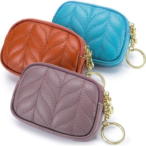 Double Layer Coin Bag Wallet Women Genuine Leather Lozenge Coin Purse Card Holder Big Capacity Ladies Mini Small Money Bag Purse