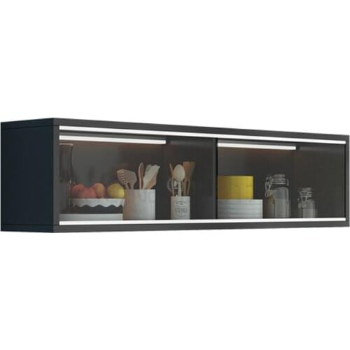 Solid wood ecological board tempered glass sliding door kitchen hanging cabinet bookcase storage cabinet manual display cabinet