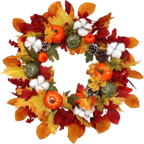 Eucalyptus Artificial Flower Christmas Decoration Fake Wreath 45cm Pumpkin Berry Holiday Pendant Festival Thanksgiving Garland