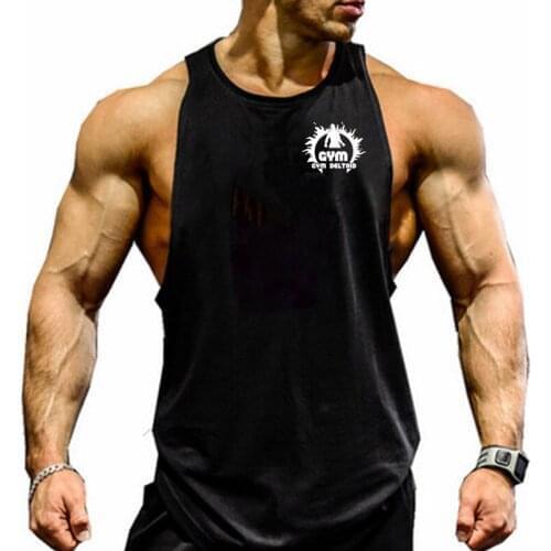 Brand Gym Mens Cotton Sleeveless Underwear Muscle GYM Printed Vest Workout Bodybuilding Underwear