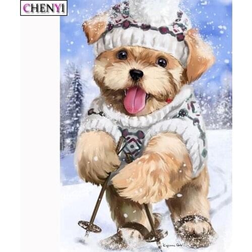 Full Square/Round Diamond Painting Skating Dog Diy Diamond Embroidery Cross Stitch Rhinestones Mosaic Art Christmas Home Decor