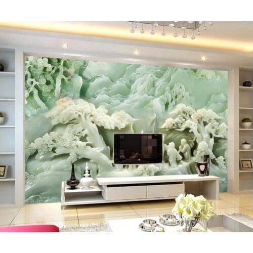 Chinese jade carving painting 3d wallpaper,restaurant living room TV backdrop sofa wall bedroom large murals papel de parede