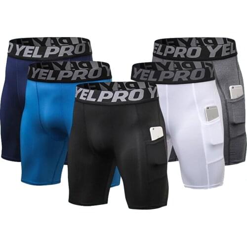 Hot Men High Elastic Compression Pocket Running Leggings Slim Sport Tights Mens Gym Fitness Training Leggings Male Underwear