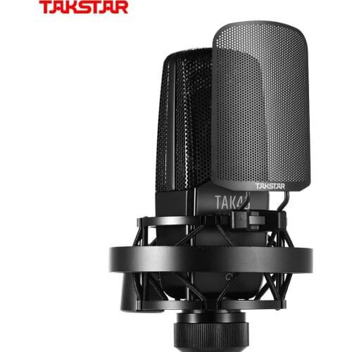 TAKSTAR TAK45 Recording Microphone Condenser Mic Uni-directional 34mm Diaphragm with Windscreen Shock Mount for Karaoke Live