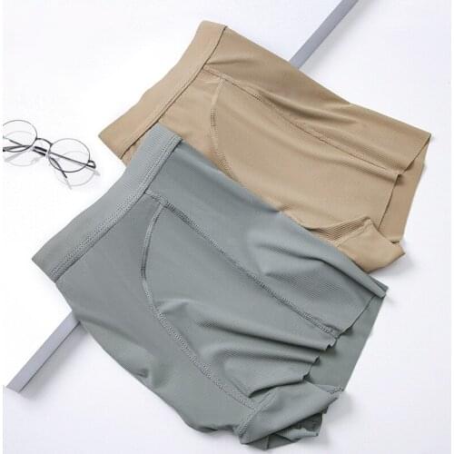 3PCS Summer new ice silk mens underwear graphene antibacterial flat pants