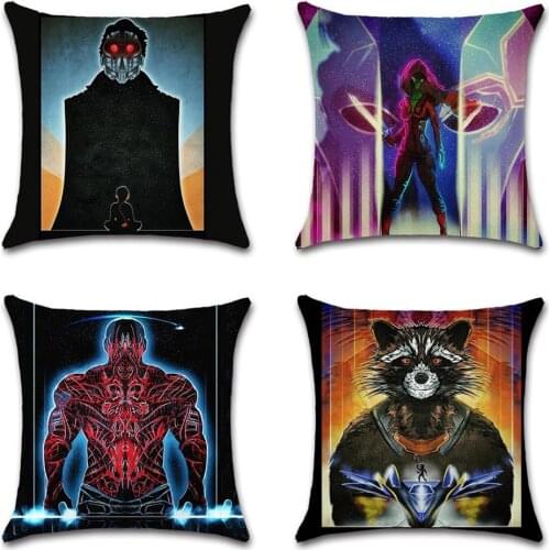 Cartoon Superhero Team White Cushion Cover Decorative Home Throw Sofa Chair Car Seat Friend Bedroom Kids Gift Pillowcase