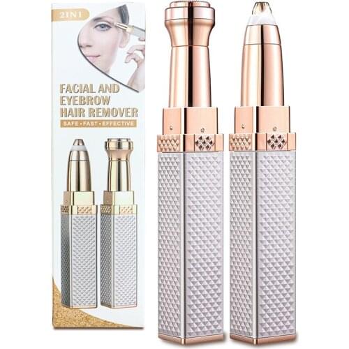 NEW 2 in 1 Rechargeable Electric Women Hair Trimmer Body Hair Remover Bikini Painless Shaver for Nose Eyebrow Facial Epilator
