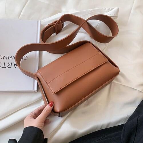 Solid Color PU Leather Crossbody Bag For Women 2021 Summer Lady Shoulder Handbags Designer Female Solid Color Travel