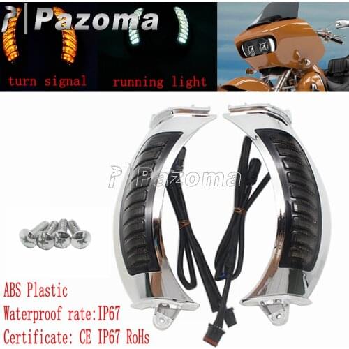 Motorcycle Front head lamp Vent Insert Lights Led Turn Signals Light With DRL For 2015-2020 Harley Road Glide CVO LED DRL Light