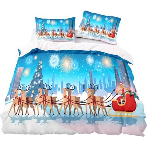 Cartoon Style Christmas Day Celebration Pattern Duvet Cover Set 140x200 With Pillowcase,210x210 Quilt Cover,King Size Bedding