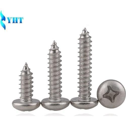 DIN7981 M2.2 M3 M3.5 M4 M4.2 M4.8 GB845 304 Stainless Steel Cross Recessed Pan Head Screws Phillips Self-tapping Wood Screws
