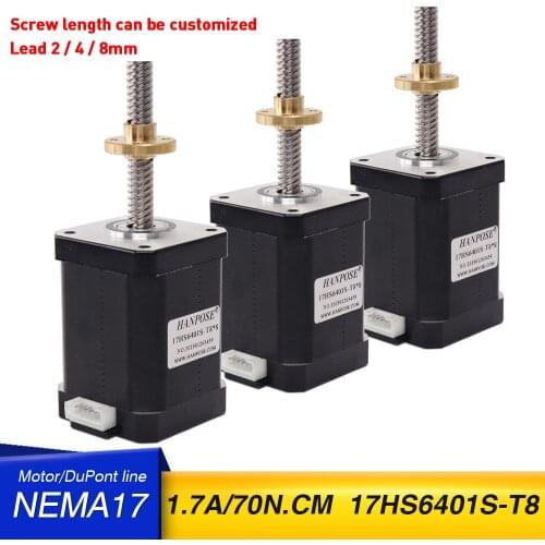 17hs6401S for 3D Printer 3PCS stepper motor nema17 with T8 screw lead 2/4/8mm 310mm 42 motor 1.8A 73N.cm 4-lead