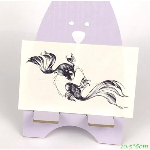 Waterproof Temporary Tattoo Gold Fish Goldfish Pisces Art Tatto Stickers Flash Tatoo Fake Tattoos Leg for Girl Women Lady Kids