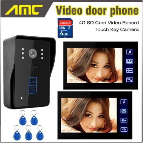 7 Inch LCD Screen Video Record Video Door Phone Doorbell Video Intercom recording RFID Card Unlock 4G SD Card recording