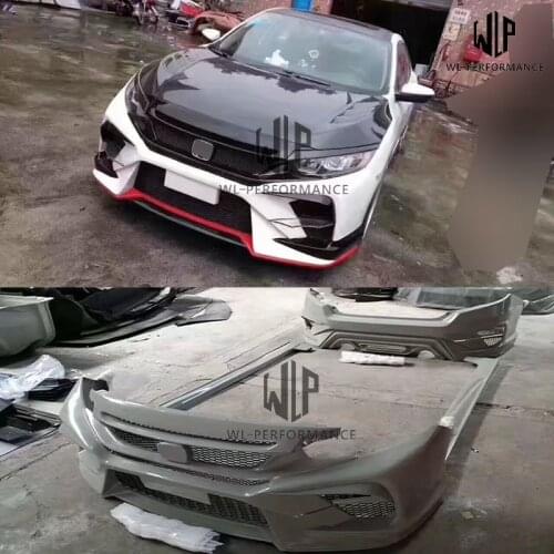 High quality ABS Upainted Car Body Kit Front bumper Rear bumper Side skirts For Honda Civic 10TH Car styling 16-17