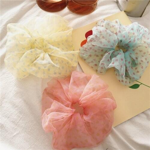 Japan and South Koreas new xiachaoxian net yarn love large intestine hair circle fashion womens versatile sweet hair rope hair