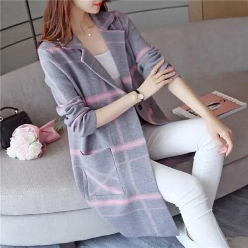 Women' Long-Sleeved Cardigan Jacket Women' Mid-Length Spring Autumn All-Match Sweater Plus Size Korean Loose Sweater New Coat