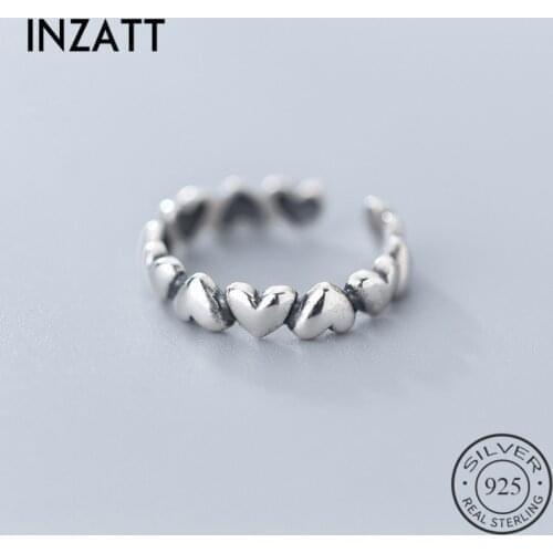 INZATT Real 925 Sterling Silver Romantic Heart Stick Adjustable Ring For Women Wedding party Fashion Jewelry Valentines Day