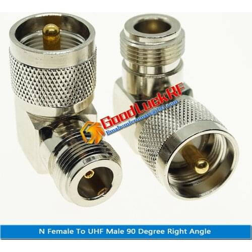 N To UHF PL259 SO239 Connector Socket N Female To UHF Male Plug 90 Degree Right Angle Nickel Brass RF Coaxial Adapters