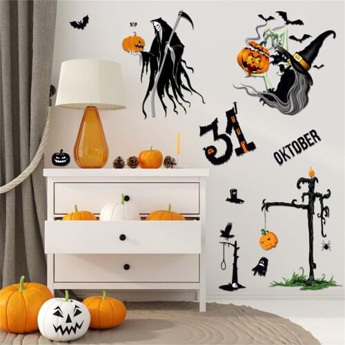 New Home Fashion 1pc DIY Halloween Removable Stickers Wall Window Interior Stickers Halloween Party Decorations Accessories