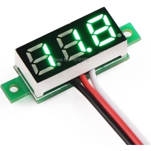 10 Pcs 0.28" LED Ultra-small DC Digital 0~100V Voltmeter Battery Voltage Tester Green Display Car Motorcycle Panel Meter