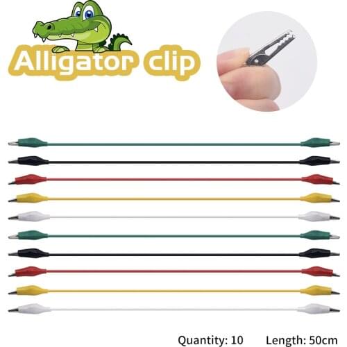 10pcs 50CM Alligator Clips Wries Electrical DIY Test Leads Alligator Double-ended Crocodile Clips Roach Clip Test Jumper Wire