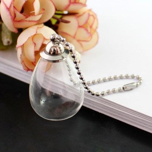 2PCS Wish bottle Keyring Perfume Bottles Keychain Clear Glass Ball with Preglued Screw Cap keychain Keepsake Fillable Keychain
