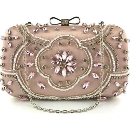 2020 top quality women beads evening clutch bags wedding dinner bags with chain handmade flowers clutch purse MN1371