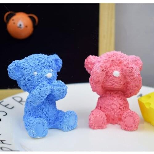 3D Mini Bear Silicone Soap Candle Mold Plaster Clay Aromatherapy Molds DIY Fondant Cake Mold Sugarcraft Tool Soap Candle Making