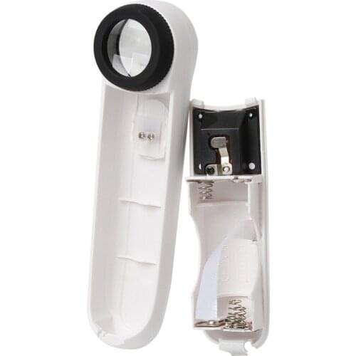 40X Handheld 2 LED Light Magnifier Reading Magnifying Glass Lens Jewelry Loupe