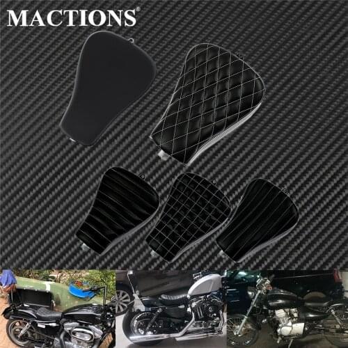 5 Models Motorcycle Retro Driver Front Leather Pillow Solo Seat Cushion Black For Harley Sportster Forty Eight XL 48 72 1200 883