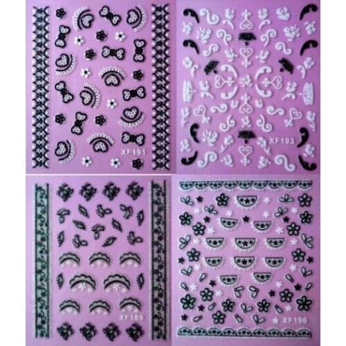 5 pcs/lot 2016 new style mixed 3d white nail sticker Nail Art Decoration nail art decals nail DIY marterial Dropshipping