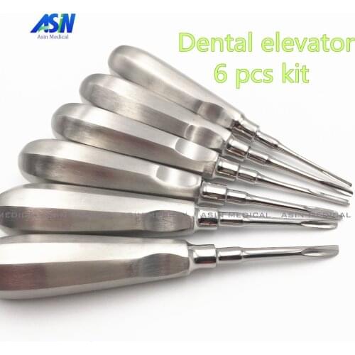 6 pcs/ kit Dental Surgical Instrument Tools Stainless Steel Sterile Dental Hexagon Handle Teeth Root Apical Elevators