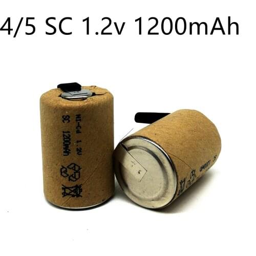 15PCS/LOT 4/5SC 1.2V Rechargeable Battery 1200mAh 4/5 SC Sub C Ni-CD Cell With Welding Tabs For Electric Drill Screwdriver