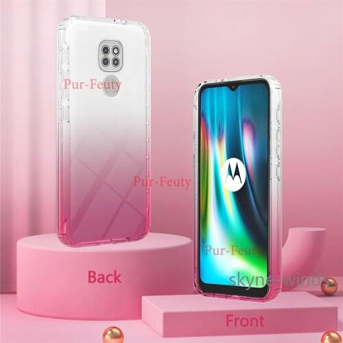 PET front film three in one case For Motorola Moto G9 Play Power E7 Plus high transparency gradient cover For Moto G 9 E 7 coque