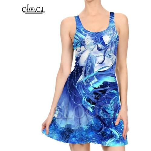 CLOOCL Newest Girl Anime Dress 3D Print Fashion Casual Summer Women Dresses Sexy Slim Sleeveless Beach Dress