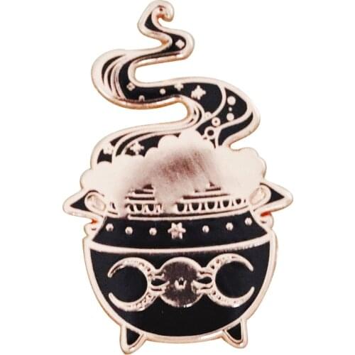 Witchy Cauldron Enamel Pin majic witchcraft celestial Badge Horror gothic gypsy moon fortune teller Jewelry