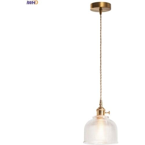 IWHD Nordic Style Glass Pendant Lighting Fixtures Bedroom Living Room Lights Copper Modern LED Hanging Lamp Light Luminaire