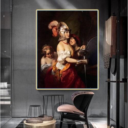 Canvas Oil Painting Friedrich Von Amerling"The Armed Maiden"Western Art Decor Poster Wall Aesthetic Home Interior Decoration