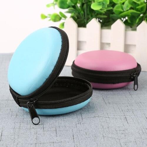 Round Earphone Storage Hold Case Storage Carrying Hard Bag Case For Earphone Headphone Earbuds Memory Card Outdoor Storage Bag