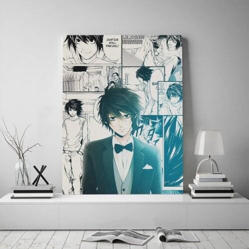 L character Death Note Anime Decoration Prints Canvas Manga Home Decor Dorm Living Room Bedroom Poster Painting Wall Art
