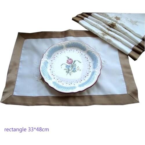 Modern embroidery table place mat pad cloth placement cup satin dining doily mug holder drink coaster Christmas placemat kitchen
