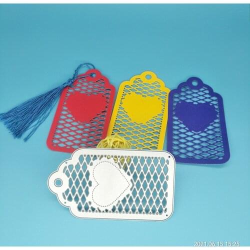 Heart-shaped grid tag ornaments DIY metal cutting mold, scrapbook card making, embossing background, craftsmanship