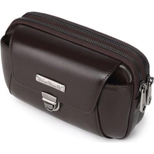 Fashion Men Genuine Leather Fanny Waist Bag Cell/Mobile Phone Coin Purse Pocket Brand High Quality Belt Bum Pouch Pack