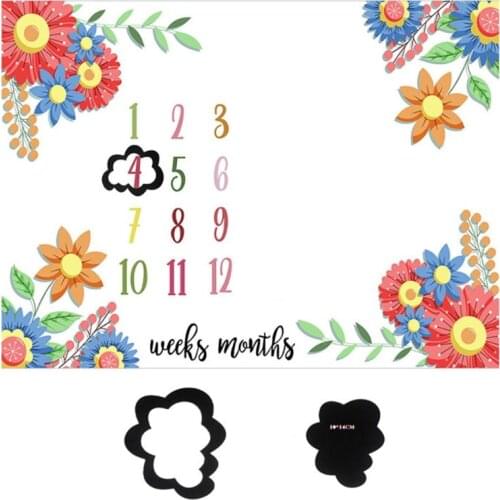 Cartoon Pattern Infant Baby Milestone Photo Props Background Blankets Backdrop Cloth Calendar Boys Girls Photo Accessories Y1QF