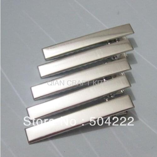 Set of 100PCS--41x7.5mm Silver tone plated metal hair alligator clip barrette free shipping-JS0056d