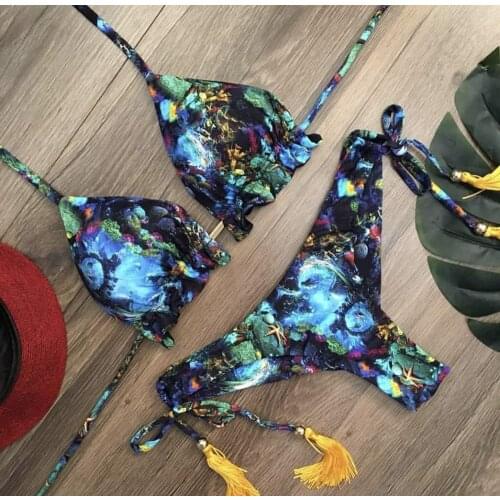 2020 New Summer Fashion Best Selling Women Sexy Print Swimsuit Bikini Solid Separate Swimsuit Bikinis Maillot De Bain Femme S~L