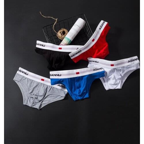 New Mens Panties Solid Color Lifting Hips Low Waist Youth Mens Briefs Cotton Men Underwear Sexy