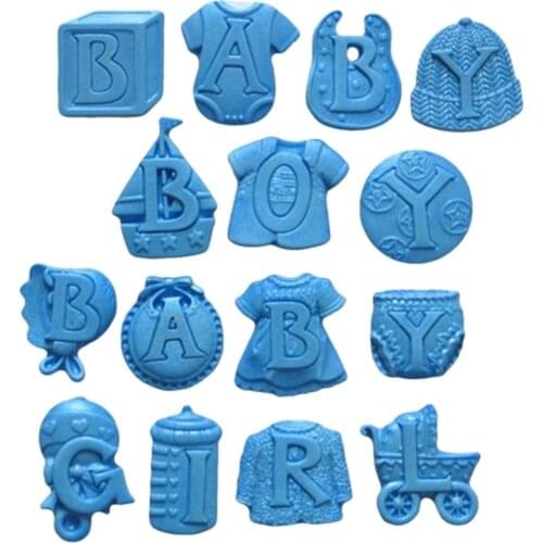 Food grade silica gel dry pace silicone mold letters baby collection clothes carts letters turn sugar cake mould chocolate mold